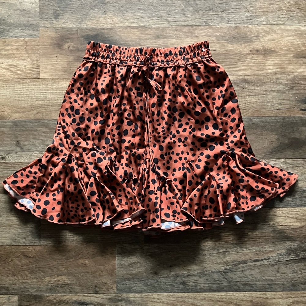 Peach Love California Red Ruffled Tiered Mini Skirt
